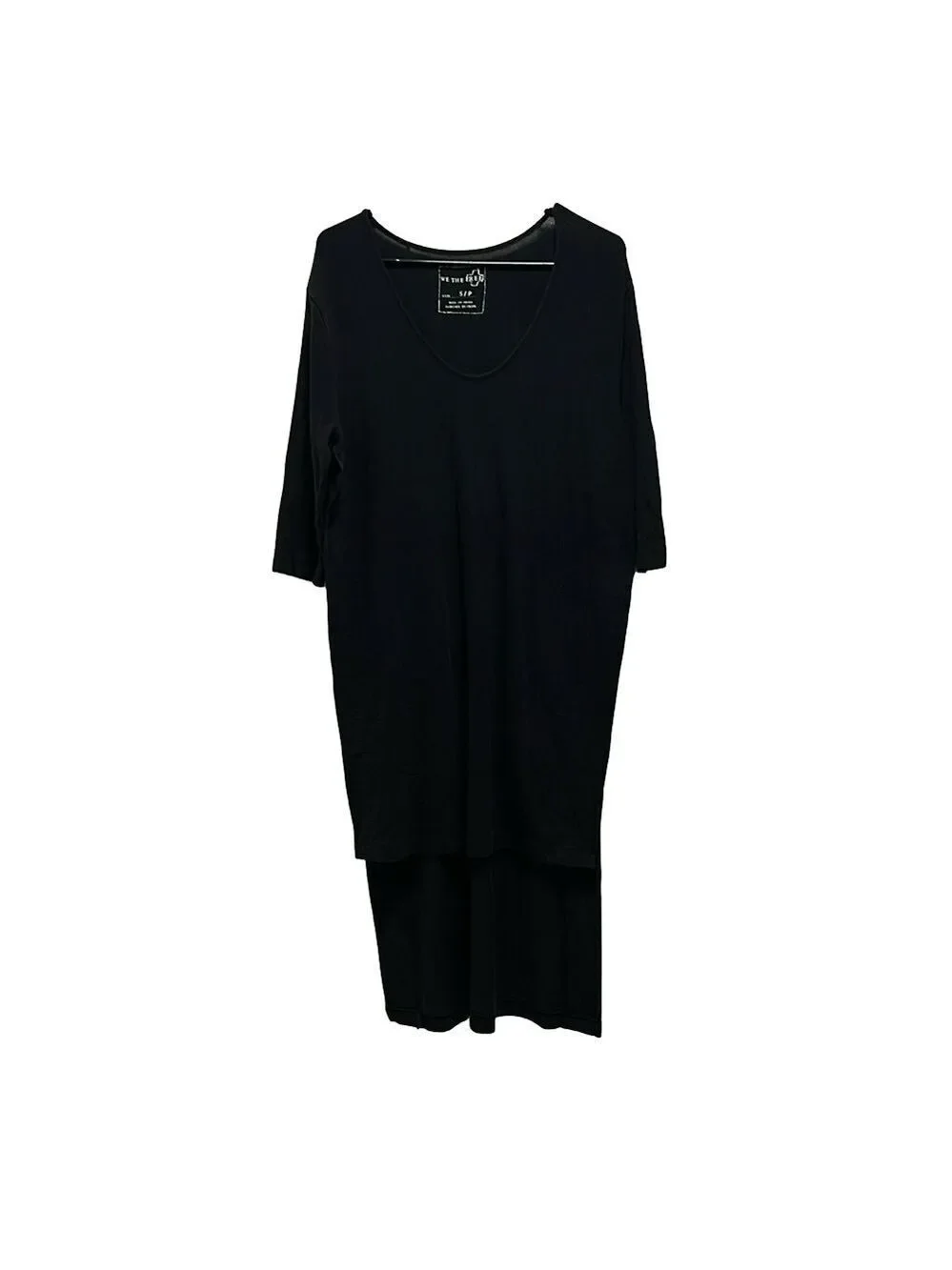 We the Free Black 3/4 Sleeve Scoop Neck High-Low Split-Hem Cover Up Size Small